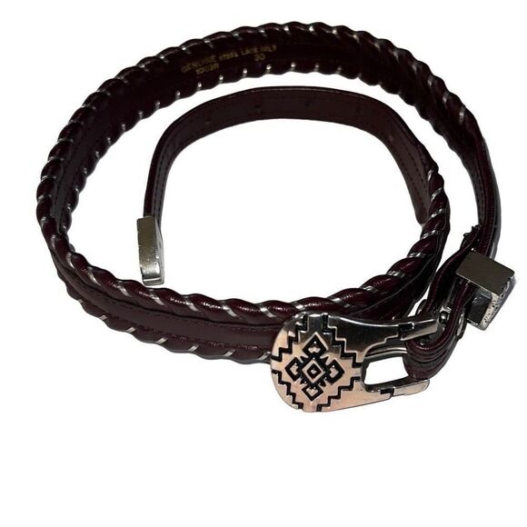 Vintage Genuine Steel Lace Belt Brown w/Silver Hardware Southwestern Belt - Picture 8 of 12